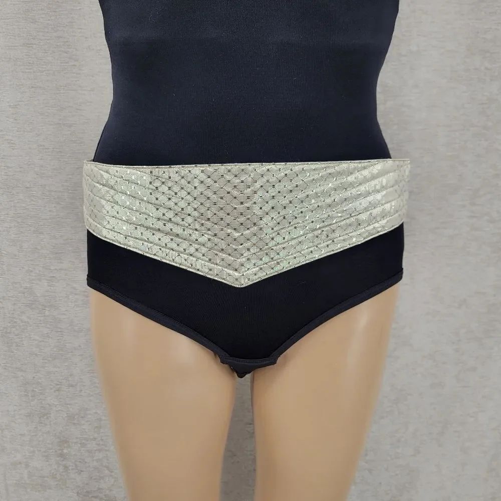 Vintage Metallic Chevron Waist Belt Corset Under Bust Cummerbund